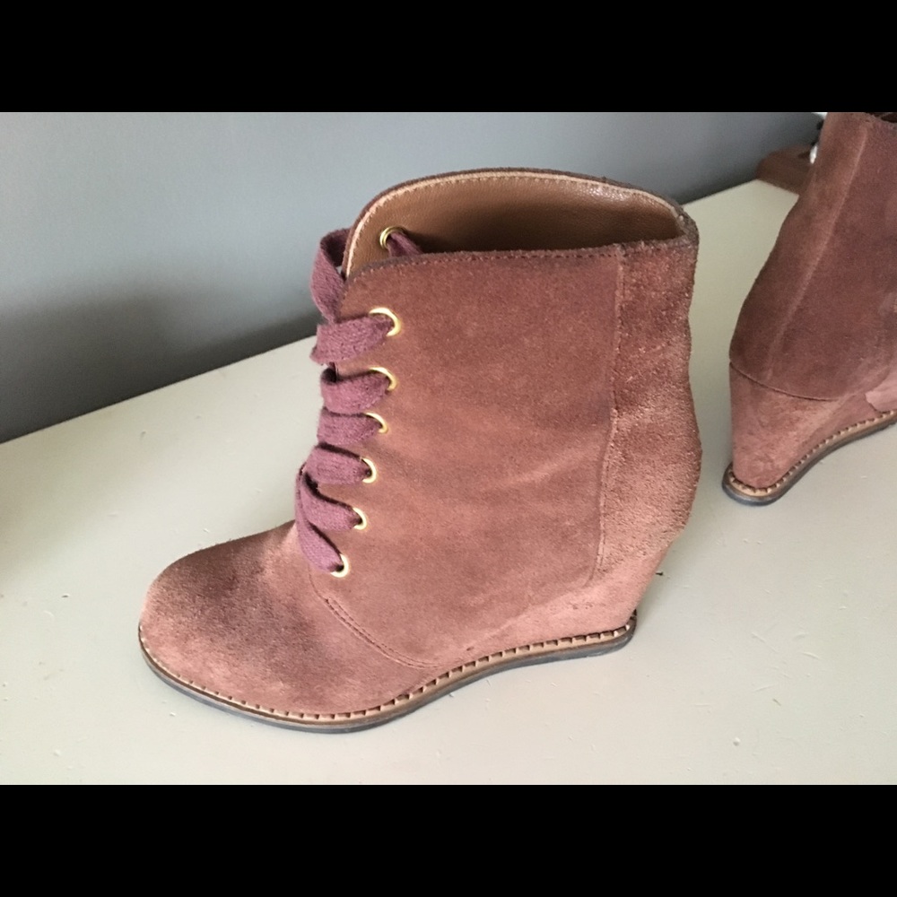 Kate Spade Lace Up Booties Wedge Heel - 6M - Picture 5 of 6